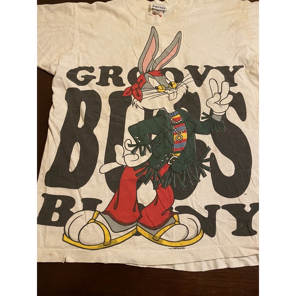 Vintage Bugs Bunny T-shirt Groovy Mens Size XL USA Single Stitch DISTRESSED